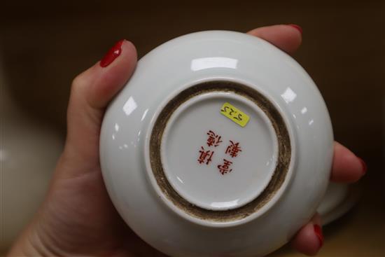 A creamware ewer with moulded basilisk handle and a small collection of Asian and chinoiserie wares,